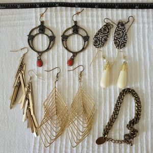 5 Pairs of Earrings, 1 Bracelet